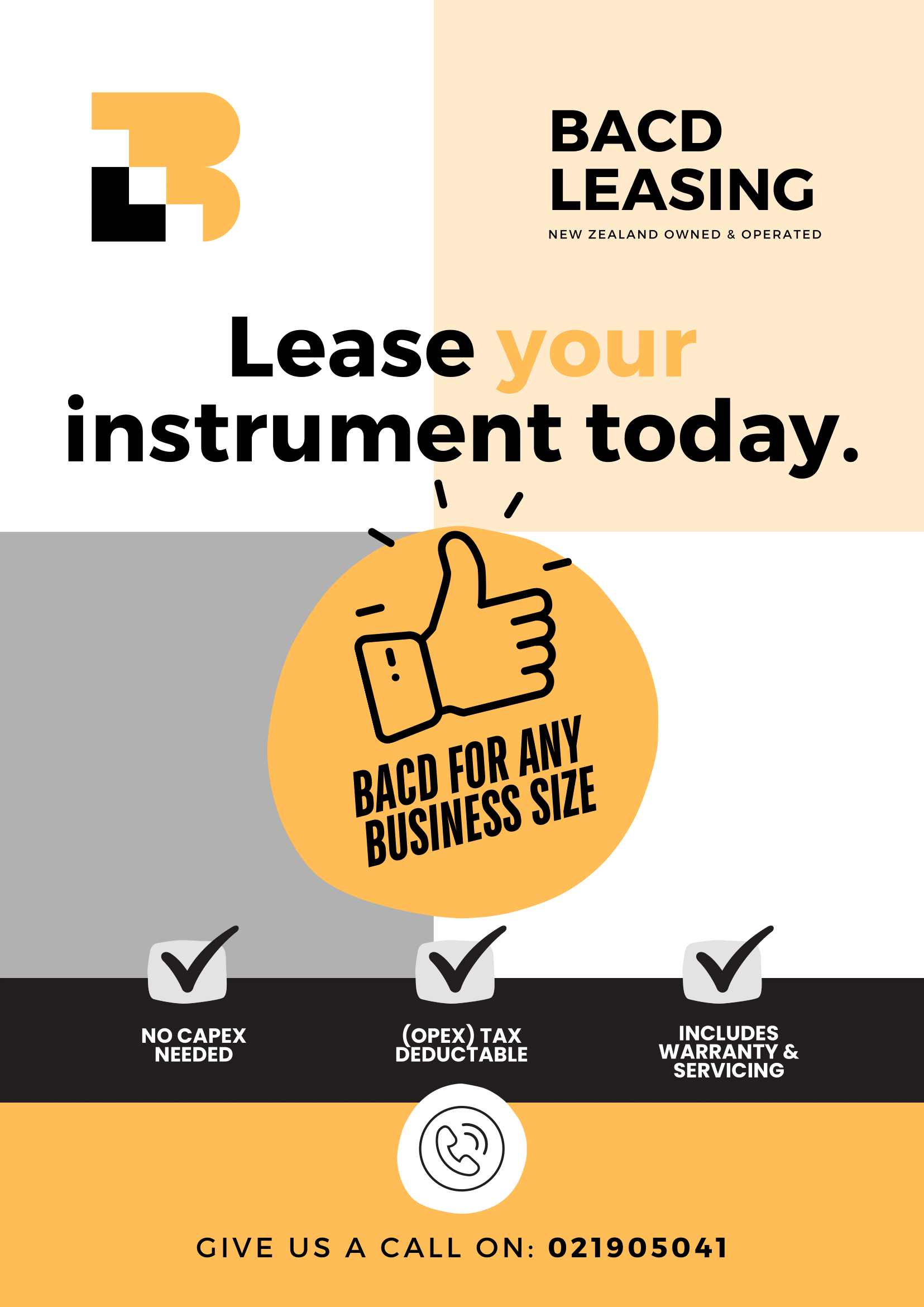 BACD for any business size. Leasing New Zealand owned and operated. Lease your instrument today. 